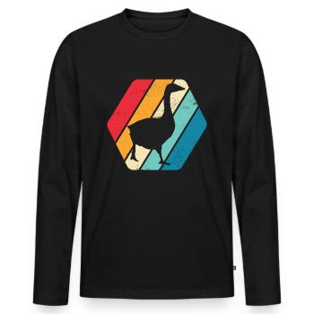Oie Oiseau migrateur Oiseau Animal Nature Rétro - T-shirt manches longues Premium bio Homme - noir - Devant - Nico (187cm)
