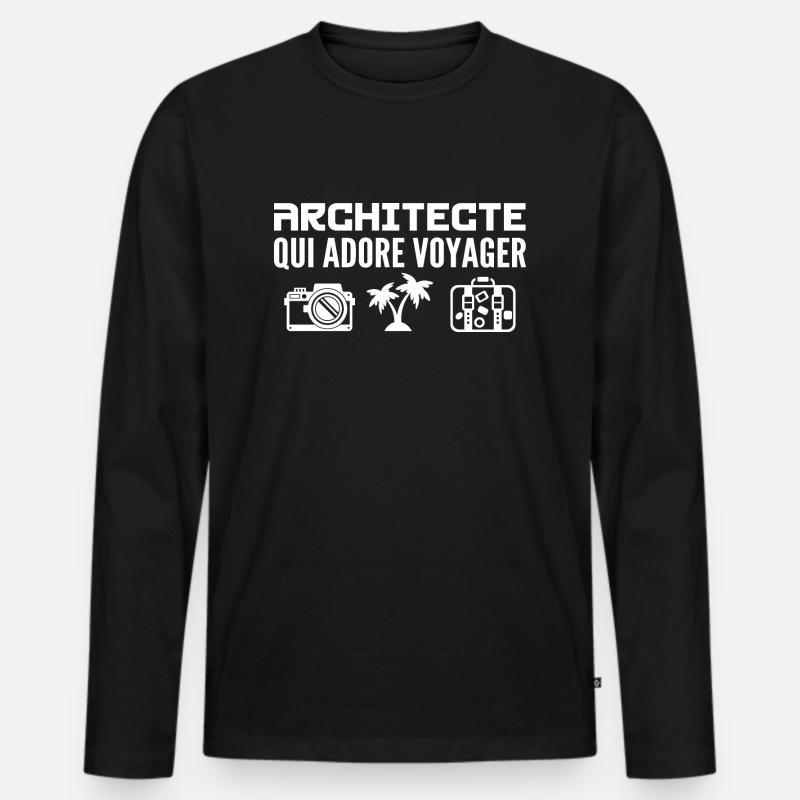 Reisende & Architekten: Leidenschaft & Entdeckung - Männer Premium Bio Langarmshirt - Schwarz
