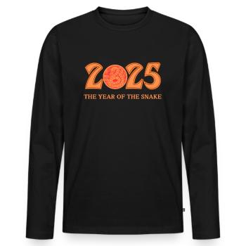 The Year Of The Snake 2025 - Chinese Year - Men's Premium Organic Long Sleeve Shirt - black - Front - Nico (187cm)