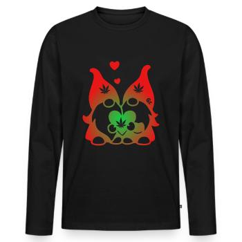 Kifferzwerge mit Hanf-Herz - Männer Premium Bio Langarmshirt - Schwarz - Vorne - Nico (187cm)