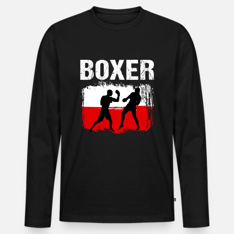 Boxen Polen Boxer - Männer Premium Bio Langarmshirt - Schwarz