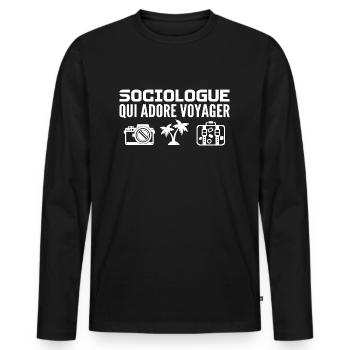 Reisende & Soziologen: Leidenschaft & Entdeckung - Männer Premium Bio Langarmshirt - Schwarz - Vorne - Nico (187cm)