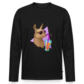 Llama Drink - Alpaca Llama Trendsetter Gift - Men's Premium Organic Long Sleeve Shirt - black - Front - Nico (187cm)