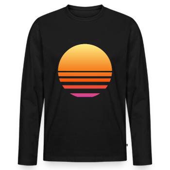 coucher du soleil - T-shirt manches longues Premium bio Homme - noir - Devant - Nico (187cm)