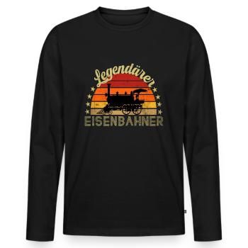 Legendärer Eisenbahner , Eisenbahn Beruf Vintage - Männer Premium Bio Langarmshirt - Schwarz - Vorne - Nico (187cm)