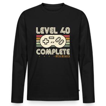 40. Geburtstag Level 40 Complete Retro Geschenk - Männer Premium Bio Langarmshirt - Schwarz - Vorne - Nico (187cm)