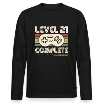 21. Geburtstag Level 21 Complete 21 Jahre - Männer Premium Bio Langarmshirt - Schwarz - Vorne - Nico (187cm)