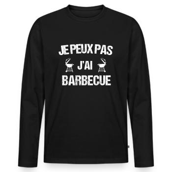 Je peux pas j ai barbecue humour drôle - T-shirt manches longues Premium bio Homme - noir - Devant - Nico (187cm)