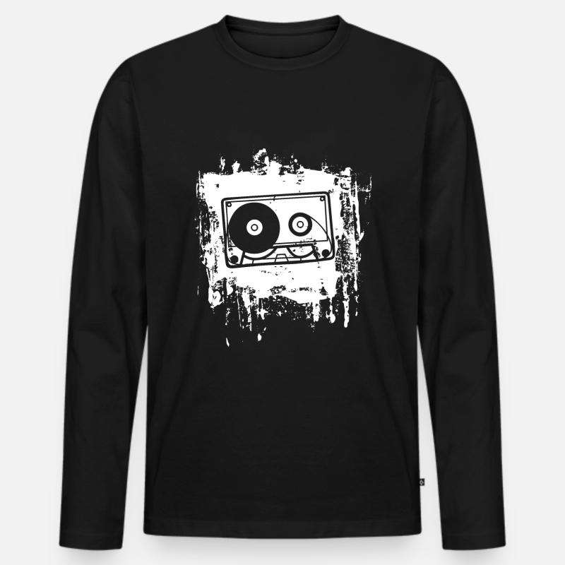 Kassette - Männer Premium Bio Langarmshirt - Schwarz