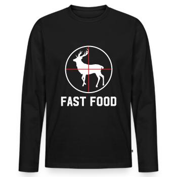 T-shirt de chasse au cerf de restauration rapide cadeau drôle - T-shirt manches longues Premium bio Homme - noir - Devant - Nico (187cm)