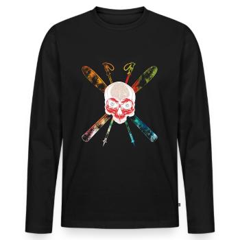 Ski skull skull skier shirt - Men's Premium Organic Long Sleeve Shirt - black - Front - Nico (187cm)