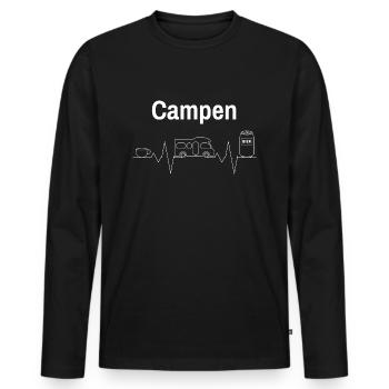 Camping Heartbeat Coffee Beer Caravan - Men's Premium Organic Long Sleeve Shirt - black - Front - Nico (187cm)