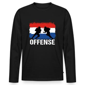American Football Niederlande Offense - Männer Premium Bio Langarmshirt - Schwarz - Vorne - Nico (187cm)