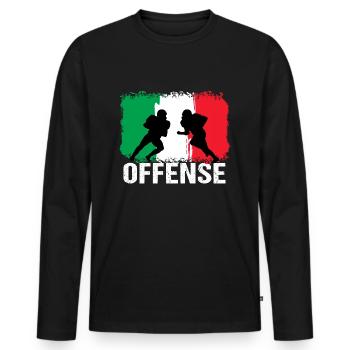 American Football Italien Offense - Männer Premium Bio Langarmshirt - Schwarz - Vorne - Nico (187cm)