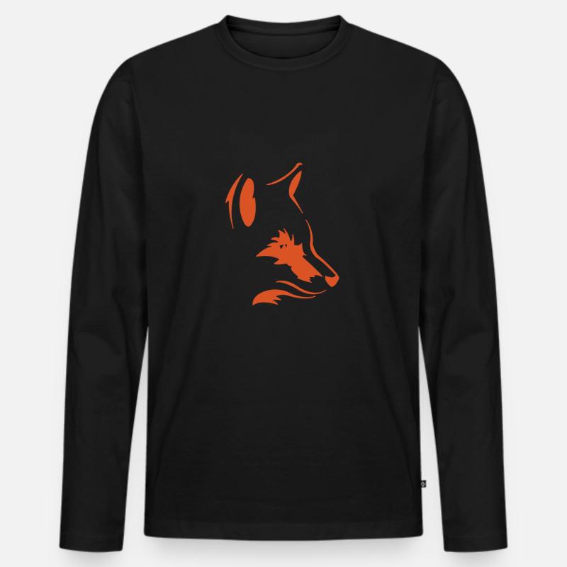 Fuchs - Männer Premium Bio Langarmshirt - Schwarz