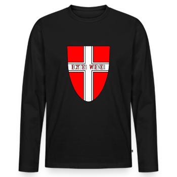 Echter Wiener - Männer Premium Bio Langarmshirt - Schwarz - Vorne - Nico (187cm)