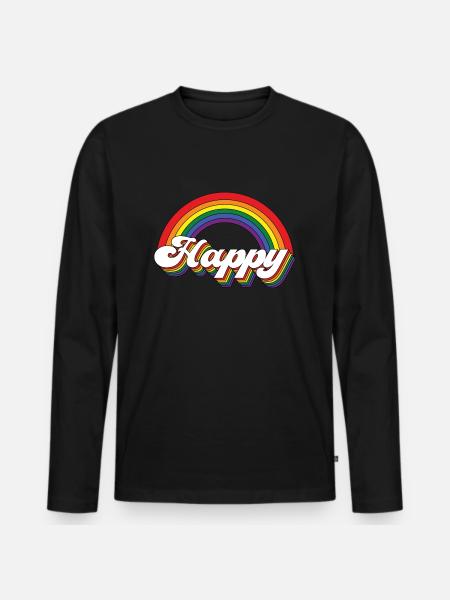 Happy Rainbow - Men's Premium Organic Long Sleeve Shirt - black