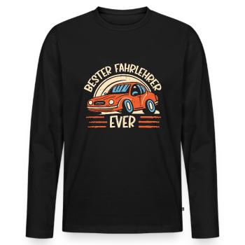 Fahrlehrer Geschenk Fahrschule Lehrer Spruch - Männer Premium Bio Langarmshirt - Schwarz - Vorne - Nico (187cm)