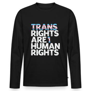 Les droits des personnes trans sont des droits de la personne - T-shirt manches longues Premium bio Homme - noir - Devant - Nico (187cm)