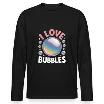 J’aime les bulles de savon Bulles pour enfants - T-shirt manches longues Premium bio Homme - noir - Devant - Nico (187cm)