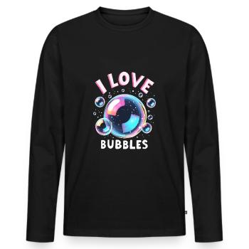 J’aime les bulles de savon Bulles pour enfants - T-shirt manches longues Premium bio Homme - noir - Devant - Nico (187cm)