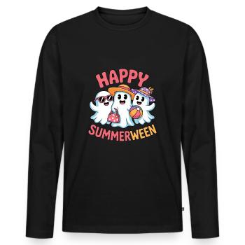 Happy Summerween Halloween Eis - Männer Premium Bio Langarmshirt - Schwarz - Vorne - Nico (187cm)