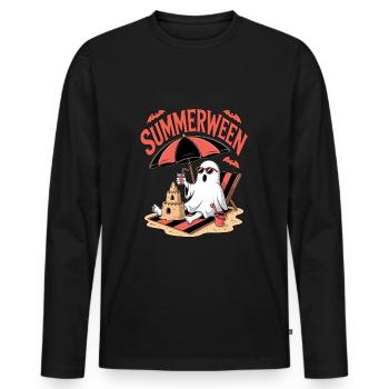 Summerween Halloween Geist - Männer Premium Bio Langarmshirt - Schwarz - Vorne - Nico (187cm)