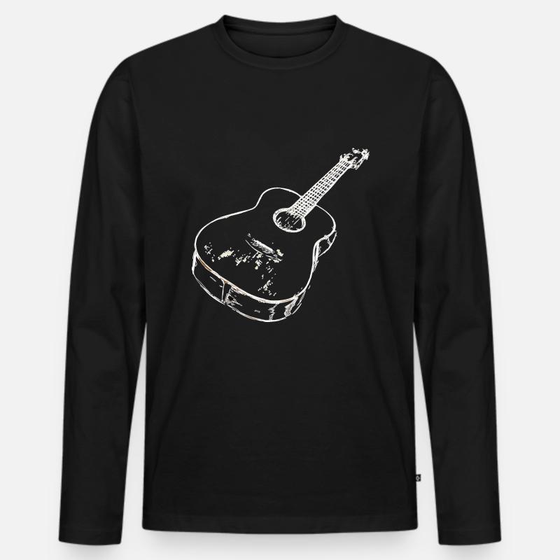 Akustische Gitarre - Männer Premium Bio Langarmshirt - Schwarz