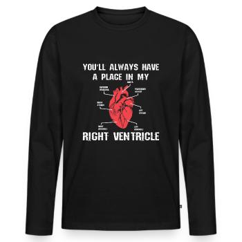 Herz Anatomie - Männer Premium Bio Langarmshirt - Schwarz - Vorne - Nico (187cm)
