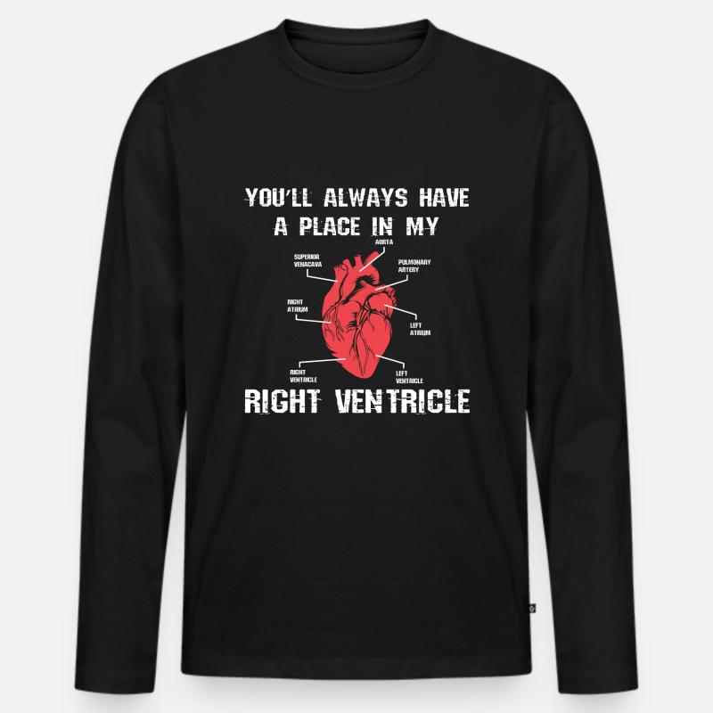 Herz Anatomie - Männer Premium Bio Langarmshirt - Schwarz