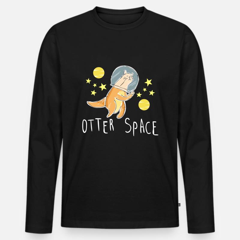 Otter - Männer Premium Bio Langarmshirt - Schwarz