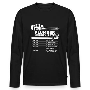 Salaire horaire plombier - T-shirt manches longues Premium bio Homme - noir - Devant - Nico (187cm)
