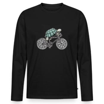 Fahrrad Schildköte Rennrad Geschenk - Männer Premium Bio Langarmshirt - Schwarz - Vorne - Nico (187cm)