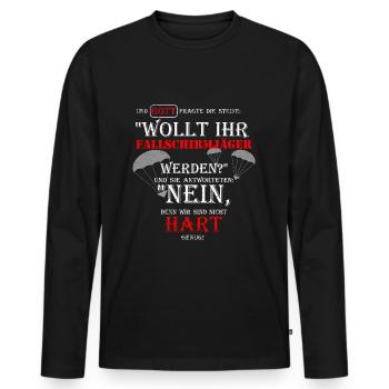 fallschirmjäger härter als steine bundeswehr - Männer Premium Bio Langarmshirt - Schwarz - Vorne - Nico (187cm)