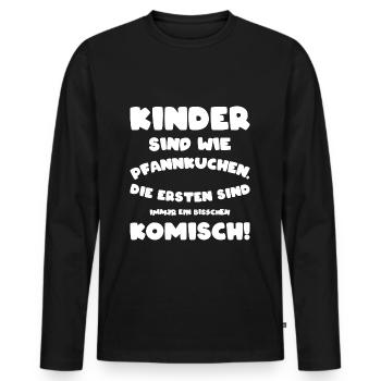 Kinder großer Bruder Schwester schwarzer Humor - Männer Premium Bio Langarmshirt - Schwarz - Vorne - Nico (187cm)
