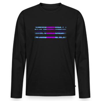 Stripe Decoration - Horizontal Pattern - Men's Premium Organic Long Sleeve Shirt - black - Front - Nico (187cm)