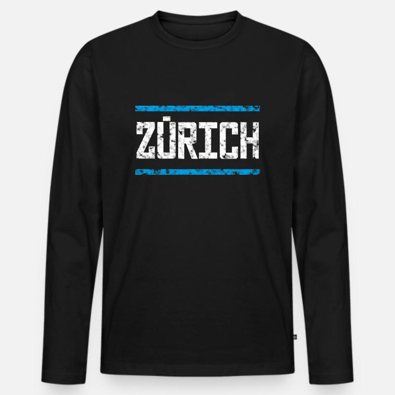 Zürich - Männer Premium Bio Langarmshirt - Schwarz