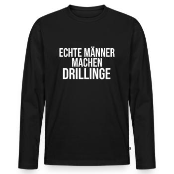 Echte Männer Machen Drillinge - Männer Premium Bio Langarmshirt - Schwarz - Vorne - Nico (187cm)