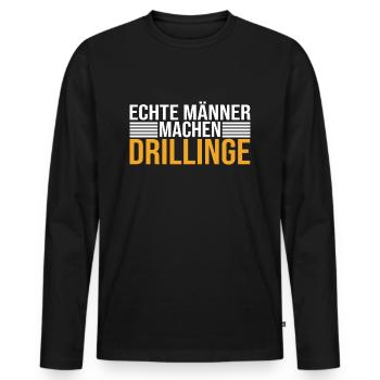 Echte Männer Machen Drillinge - Männer Premium Bio Langarmshirt - Schwarz - Vorne - Nico (187cm)
