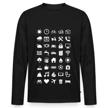 Travel Icons (white) - Men's Premium Organic Long Sleeve Shirt - black - Front - Nico (187cm)