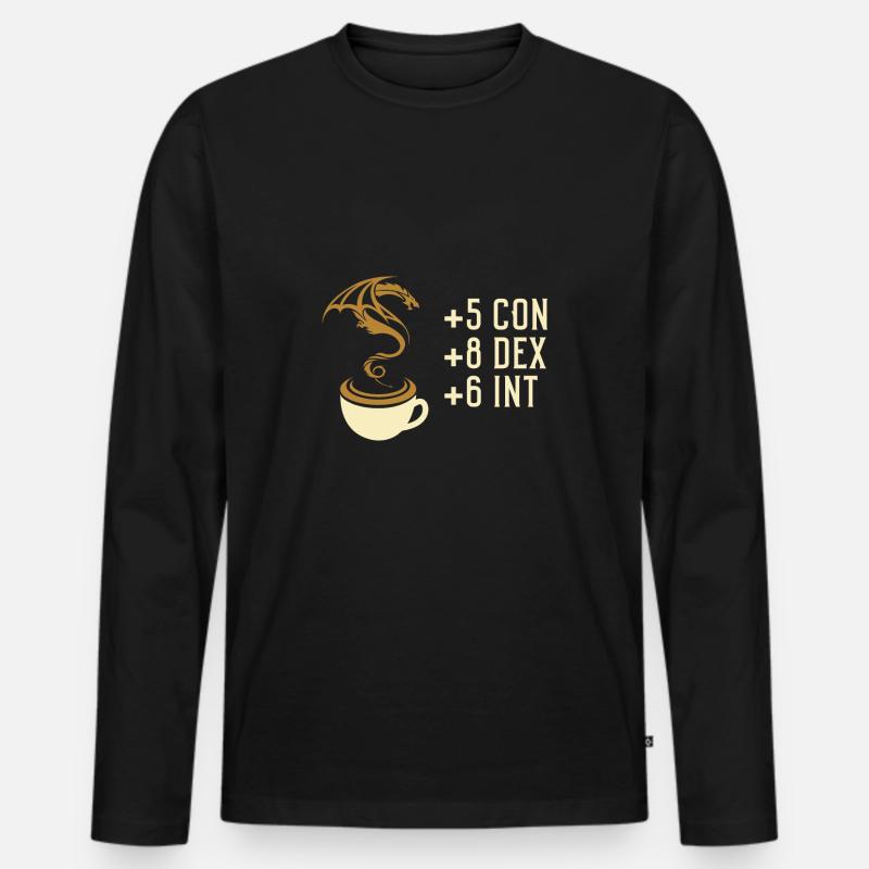 Coffee Stats Tabletop-RPG-Spiele - Männer Premium Bio Langarmshirt - Schwarz