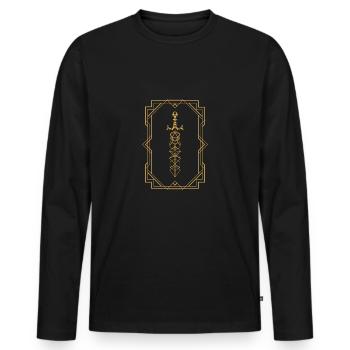 Épée de dés magique encadrée du barbare - T-shirt manches longues Premium bio Homme - noir - Devant - Nico (187cm)