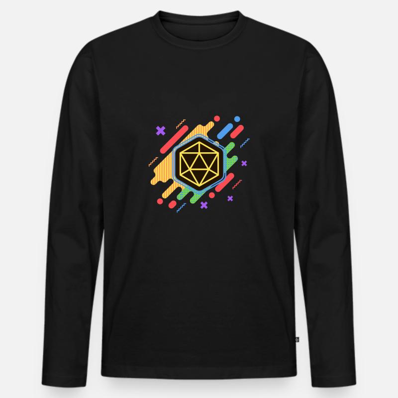 Buntes Retro-Polyeder-Würfel-Set Funky - Männer Premium Bio Langarmshirt - Schwarz