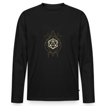 Esoterische polyedrische D20 Würfel Tischschurke - Männer Premium Bio Langarmshirt - Schwarz - Vorne - Nico (187cm)