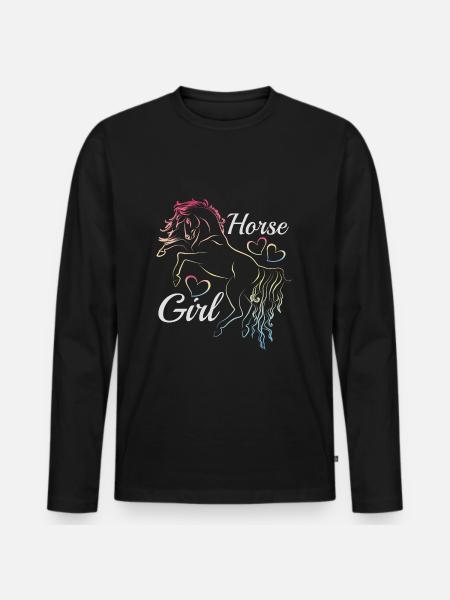Pferdemädchen Regenbogen Silhouette Geschenkidee - Männer Premium Bio Langarmshirt - Schwarz