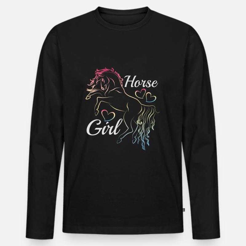 Pferdemädchen Regenbogen Silhouette Geschenkidee - Männer Premium Bio Langarmshirt - Schwarz