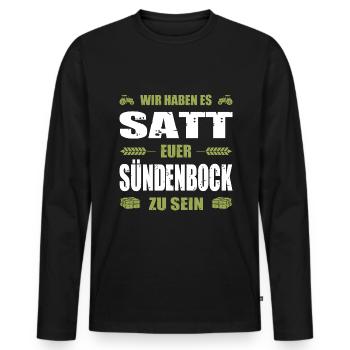 Wir Haben Es Satt Euer Sündenbock Zu Sein Landwirt - Männer Premium Bio Langarmshirt - Schwarz - Vorne - Nico (187cm)