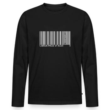 Jésus a tout payé motif chrétien de Noël - T-shirt manches longues Premium bio Homme - noir - Devant - Nico (187cm)