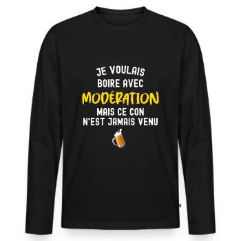 Boire avec modération humour bière pour homme - T-shirt manches longues Premium bio Homme - noir - Devant - Nico (187cm)