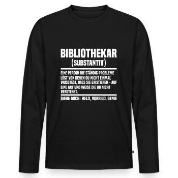 Bibliothekar - Männer Premium Bio Langarmshirt - Schwarz - Vorne - Nico (187cm)